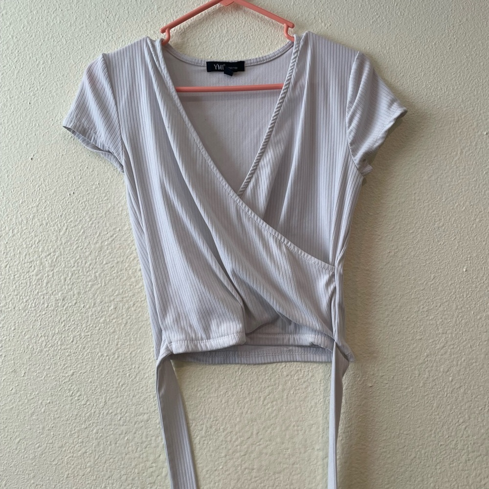 Women's White Wrap Top